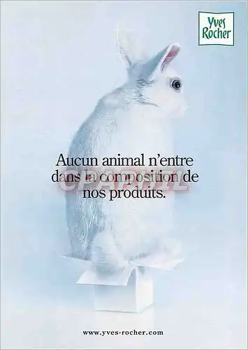 Moderne Karte Aucun animal n'entre dans la composition de nos produits Yves Rocher Lapin