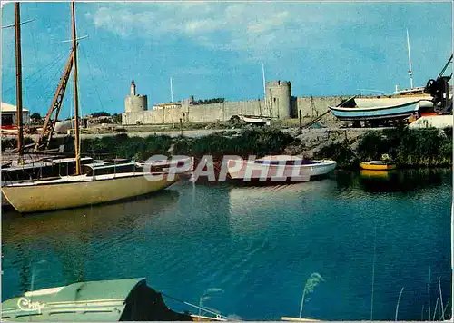 Moderne Karte Aigues Mortes Gard Cite Medievale Vue d'une partie des Remparts et la Tour de Constance