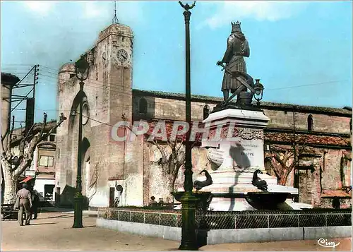 Moderne Karte Aigues Mortes Gard Cite Medievale Vue de l'Eglise la Place St Louis