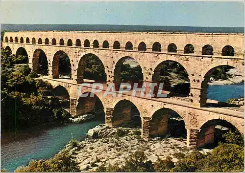 Moderne Karte Le Pont du Gard Aqueduc Romain sur l'ordre d'Agrippa pour conduire les eaux de la fontaine d'Uze