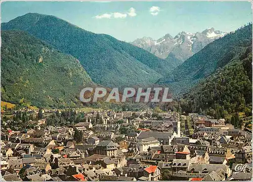 Moderne Karte Luchon Vue generale Dans le fond le Port de Venasque