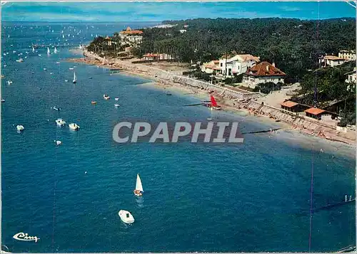 Moderne Karte Bassin d'Arcachon Pyla sur Mer Le Moulleau Gironde Vue generale arienne sur le bassin et la plag