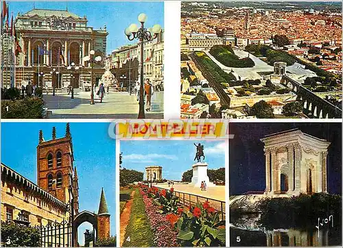 Cartes postales moderne Montpellier Herault La Place de la Comedie Les Arceaux et les jardins du Peyrou