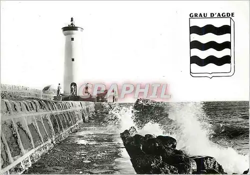 Cartes postales moderne Le Grau d'Agde Herault Le phare par gros temps
