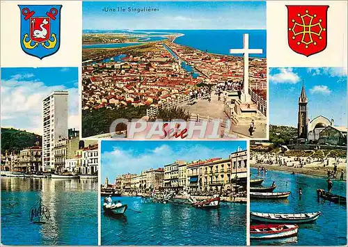 Cartes postales moderne Sete Herault Vue Generale Le Quai Pasteur et le Mont St Clair Les Joutes