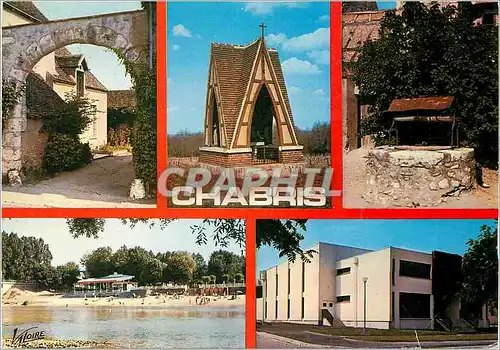 Moderne Karte Chabris Indre Un vieux porche La chapelle Saint Phallier Un vieux puits La plage sur le Cher La