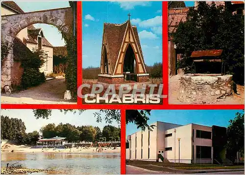 Moderne Karte Chabris Indre Un vieux porche La chapelle Saint Phallier Un vieux puits La plage sur le CHer La