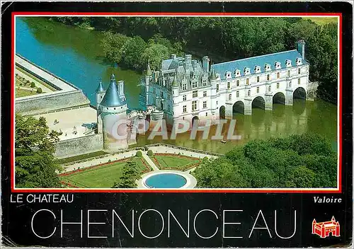 Cartes postales moderne Chenonceaux Indre et Loire Vue aerienne du chateau sur le Cher