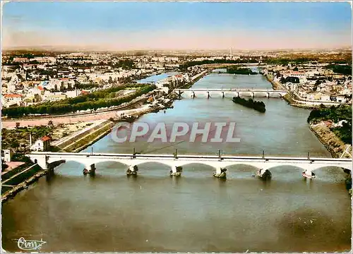 Moderne Karte Roanne Loire Vue aerienne sur la Loire A gauche Roanne A droite le coteau