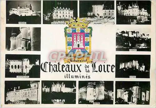 Moderne Karte Chateaux de la Loire Touraine Amboise Azay le Rideau Villandry Usse