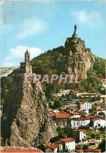 Cartes postales moderne Le Puy Haute Loire Chapelle Saint Michel Rocher Corneille et Statue Notre Dame de France
