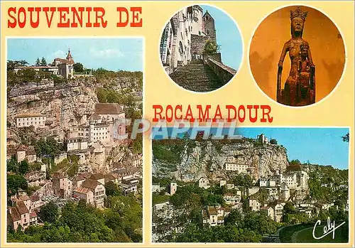 Cartes postales moderne Rocamadour Le Grand escalier La Vierge Noire Vue generale
