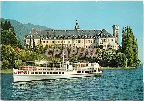 Moderne Karte Lac du Bourget Savoie Le Savoie devant l'abbaye d'Hautecombe Bateau