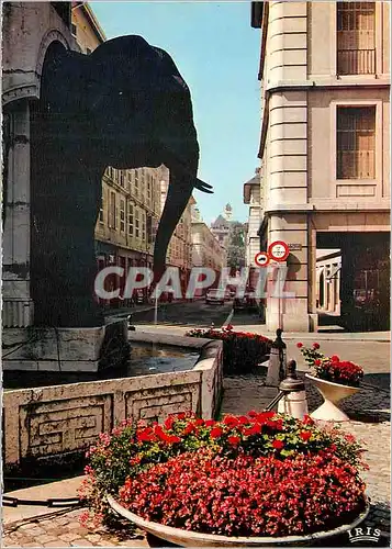 Cartes postales moderne Chambery La Fontaine des Elephants La Rue Boigne Dans le fond le Chateau