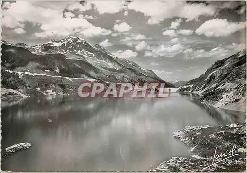 Moderne Karte Tignes Le Barrage le lac le Dome de la Sache et le Mont Pourri