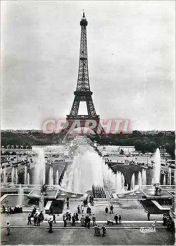 Moderne Karte Paris La Tour Eiffel et les Fontaines du Palais de Chaillot