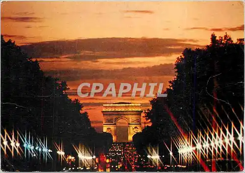 Cartes postales moderne Paris Crepuscule sur les Champs Elysees et l'Arc de Triomphe