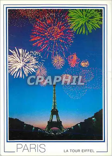 Cartes postales moderne Paris Feu d'artifice devant la Tour Eiffel