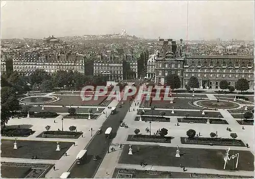 Cartes postales moderne Paris Perspective sur le jardin des Tuileries la butte Montmartre et le Sacre Coeur