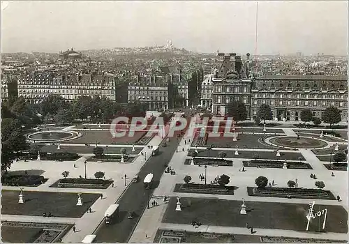 Moderne Karte Paris Perspective sur le jardin des Tuileries la butte Montmartre et le Sacre Coeur