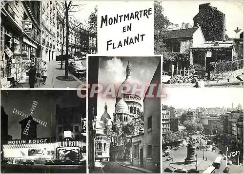 Cartes postales moderne Paris Arondissement Rue du Chevalier de la Barre Rue Caulaincourt Le Lapin agile Le Moulin Rouge