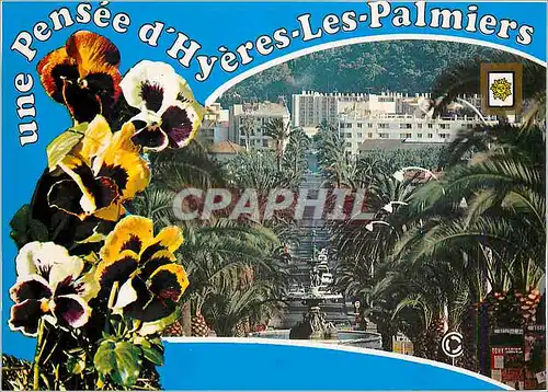 Moderne Karte La Cote d'Azur Varoise Hyeres les Palmiers Avenue et fontaine Godillot