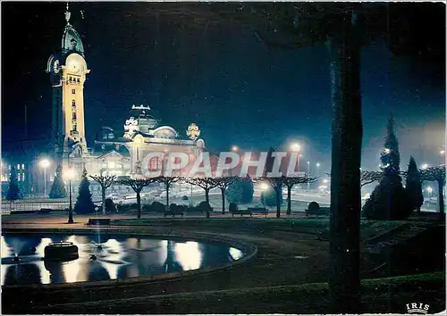 Moderne Karte Limoges Haute Vienne La gare des Benedictins et les jardins Effet de nuit