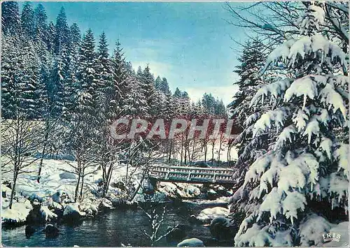 Cartes postales moderne Les Vosges sous la neige Le pont de bois