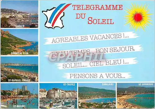 Cartes postales moderne Telegramme du Soleil Cannes Corniche d'Or St Raphael Frejus