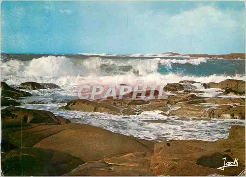 Moderne Karte Couleurs de Bretagne Tempete deferiant sur la cote