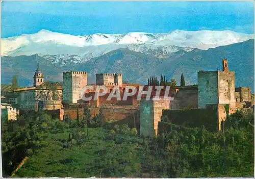 Moderne Karte Granada Vue de l'Alhambra et Sierra Nevada
