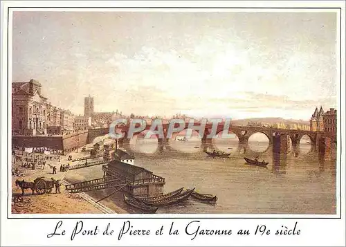 Moderne Karte Le Vieux Toulouse Le Pont de Pierre et la Garonne