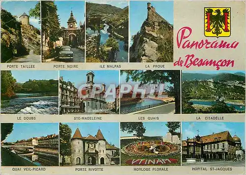 Cartes postales moderne Panorama de Besancon Porte Taillee Porte Noire Ile Malpa La Proue