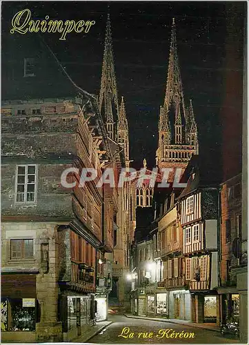 Moderne Karte Quimper la nuit Du haut de la cathedrale