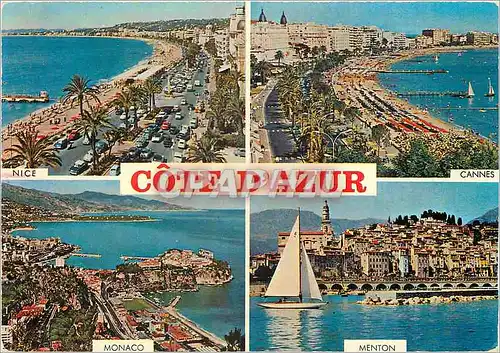 Moderne Karte Souvenir de la Cote d'Azur Nice Cannes Monaco Menton