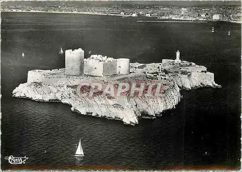 Moderne Karte Marseille B du Rh Vue aerienne du Chateau d'If Dans le fond Marseille