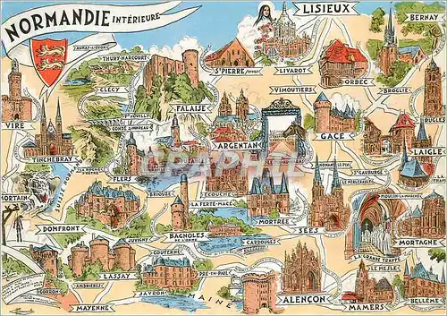 Moderne Karte Les Provinces Francaises Normandie interieure