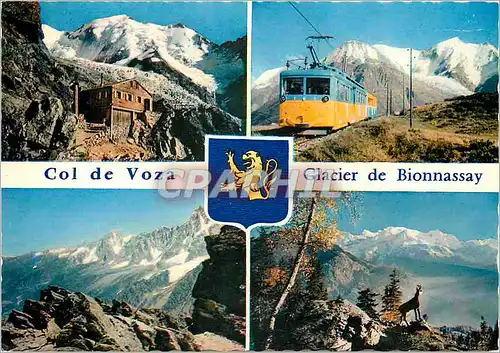 Cartes postales moderne Col de Voza Glacier de Bionnassay Train