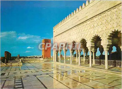 Moderne Karte Rabat Le Mausolee Mohammed V Portique de Marbre du Musee et La Celebre Tour Hassan