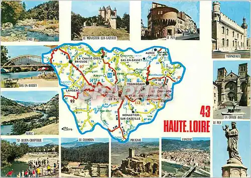 Moderne Karte Haute Loire Prefecture Le Puy Sous Prefecture Brioude Issingeaux