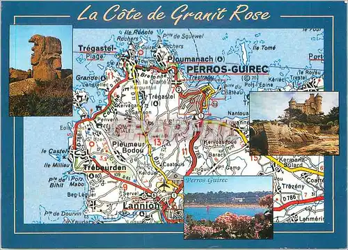 Moderne Karte La Cote de Granit Rose La Pere Trebeurden le Chateau de Costaeres et Perros Guirec