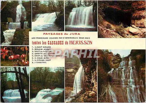 Moderne Karte Paysages du Jura Les Cascades du Herissan