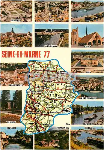 Moderne Karte Seine et Marne Prefecture Melun Sous Prefecture Meaux Provins