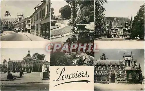 Moderne Karte Louviers Eure La rue Marechal Foch Place Ernest Thorel Le Chateau de Saint Hilaire