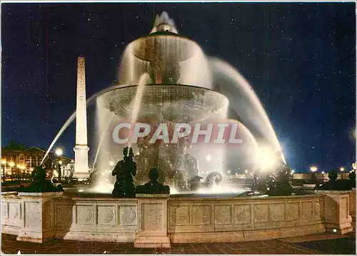 Moderne Karte Paris Les Fontaines de la Concorde la nuit