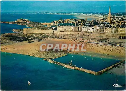 Cartes postales moderne Saint Malo I et V Plage Bon Secours La piscine Vue aerienne