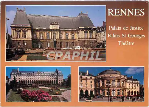 Moderne Karte Rennes Ille et Vilaine Le Palais de Justice ancien Parlement de Bretagne