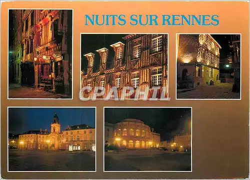 Cartes postales moderne Rennes Ille et Vilaine Les vieux quartiers l'Hotel de Ville et le theatre