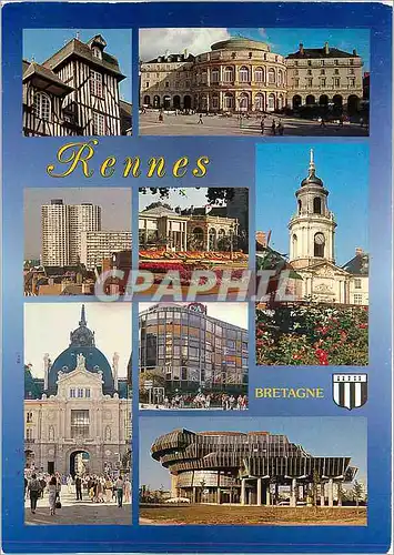Cartes postales moderne Rennes Vieilles maisons le theatre La place des Lices les serres du Thabor