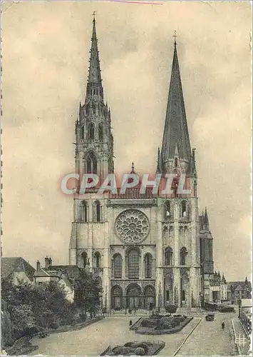 Moderne Karte Cathedrale de Chartres Facade Ouest